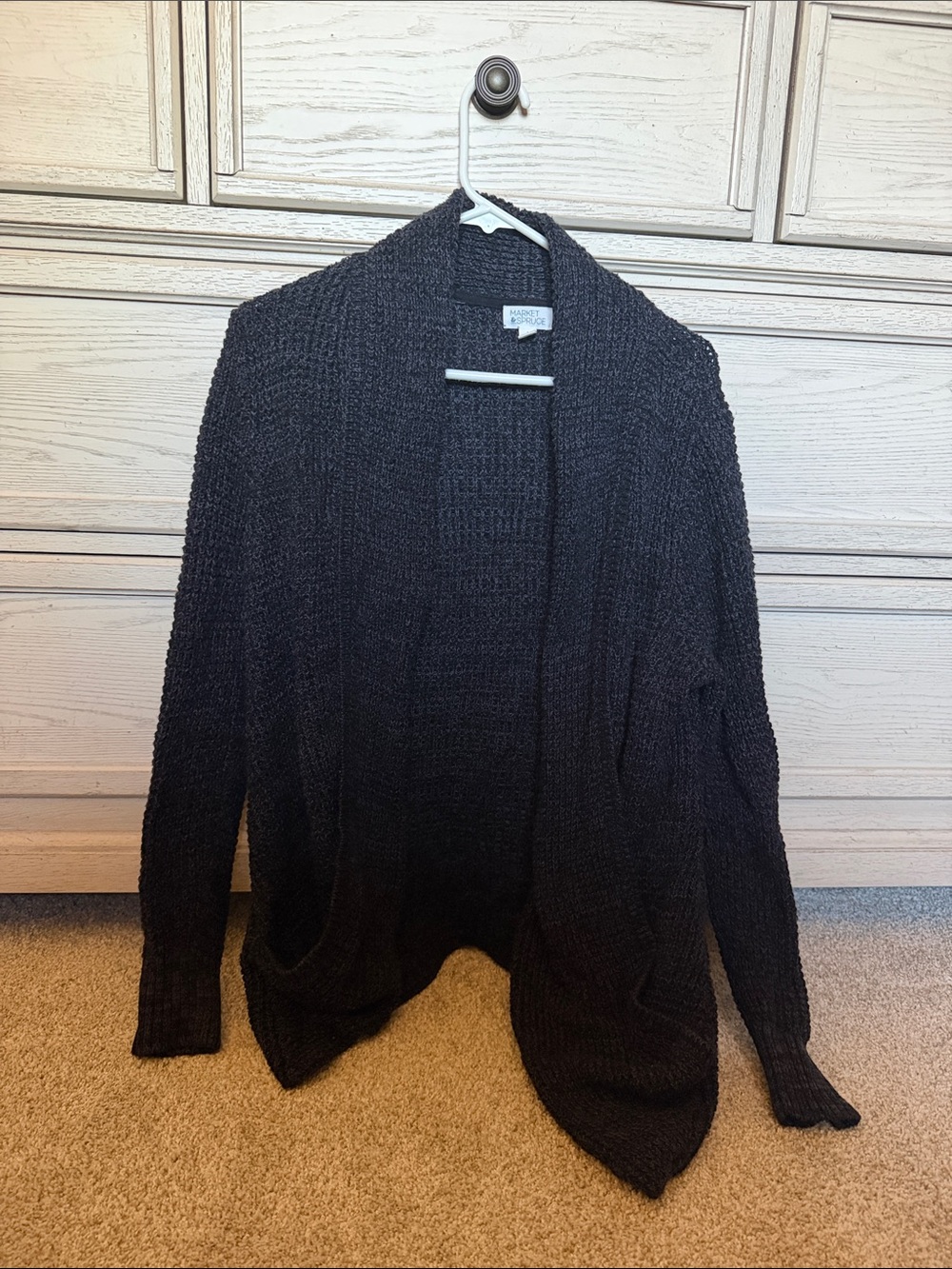Market & Spruce Black Chunky Open-Front Cardigan